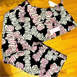 Barbie Pink and Black Fleece Pajama pants NWT